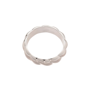 Geometric silver wave textured open bangle bracelet with minimalist polished finish
