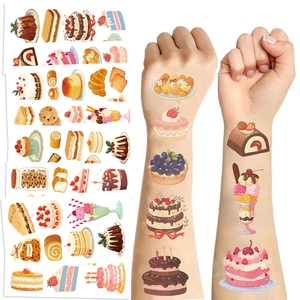 Cartoon Temporary Tattoo Stickers Waterproof Dessert Cake Ice Cream For Kids Birthday Party Favors Cute Body Face Art