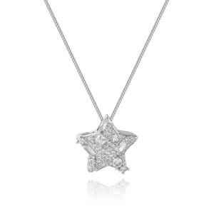Exaggerated 18k gold plated star pendant necklace with sparkling cubic zirconia inlay