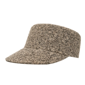 Brown teddy wool flat cap for women with warm vintage textured fabric for autumn and winter