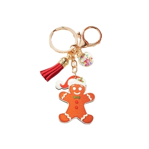 Porte-clés bonhomme en pain d'épices de Noël avec gland rouge et pendentif étoile