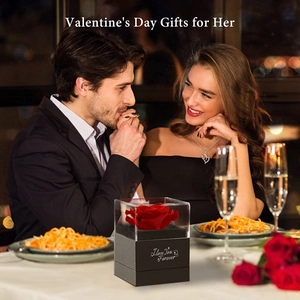 Preserved red rose gift box for Valentine's Day with I Love You Forever text