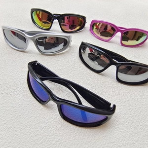 Kids rectangular sporty sunglasses in various colors with streamlined wrap frames