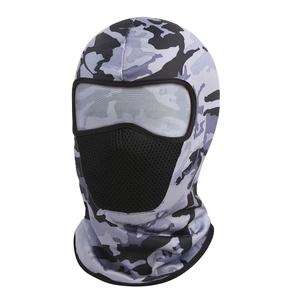 Breathable honeycomb mesh detail on camouflage sun protection mask for fishing and cycling