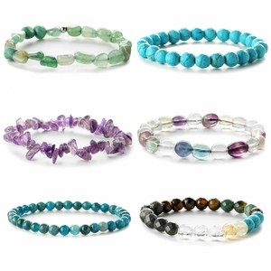 Bracciale In Schegge Di Pietre Preziose Di Cristallo Naturale Per Donna Ametista Turchese Aventurina Gioielli Elastici
