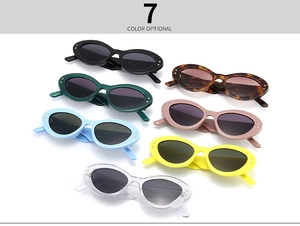 Baroque oval sunglasses collection shown in seven vibrant colors on a clean white background