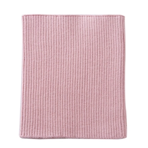 Pink cashmere blend knit neck warmer with ribbed texture on a clean white background