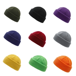 Bonnet En Tricot Acrylique Couleur Unie Revers Chaud Hiver Skull Cap Miki Hat Pour Hommes Femmes Hip Hop