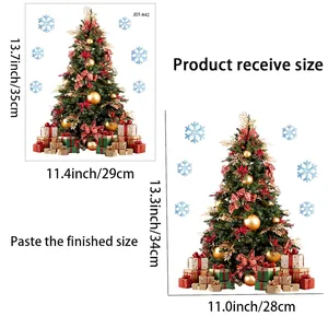 Detailed view of Christmas tree wall sticker kit with dimensions for easy home decoration