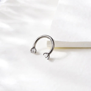 U-shaped G23 titanium horseshoe piercing with 3mm cubic zirconia gems in black finish