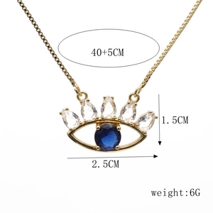 Detailed size map of Evil Eye necklace with 40+5cm chain and 2.5cm width gold pendant