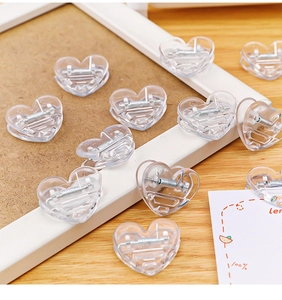Mini mollette trasparenti a forma di cuore graffette carine in plastica per cancelleria