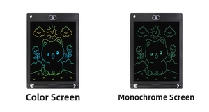 Comparison showing 12-inch LCD writing tablet with colorful and monochrome display screens