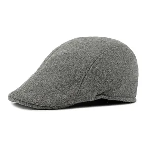 Britische dunkelgraue Schirmmütze aus Wollfilz für Herren im minimalistischen Retro-Stil