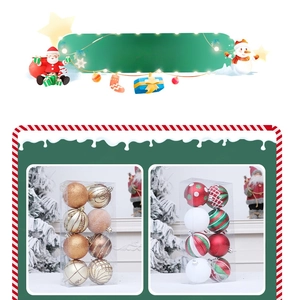 Set of 8 painted Christmas tree ball ornaments in glittery champagne and classic red green