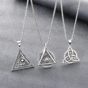 Eye Of Providence Pendant Necklace Stainless Steel Men All Seeing Eye Pyramid Illuminati Triangle Vintage Gothic Punk