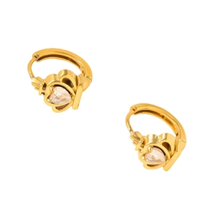 18K gold plated stainless steel huggie earrings with heart-shaped cubic zirconia stones