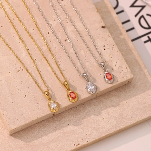 Collier Pendentif Lave Irrégulier en Acier Titane Mode pour Femme avec Strass Incrusté Or Argent Plaqué Bijoux de Cou Cadeau