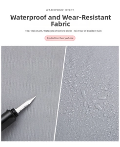 Detail showing waterproof Oxford fabric texture and wear-resistant material of laptop bag