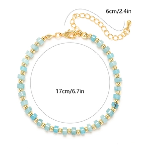 Bracelet bohème en pierres naturelles, 17cm de circonférence avec chaînette de 6cm