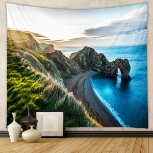 Détail de tapisserie bohème avec paysage côtier de Durdle Door pour décoration