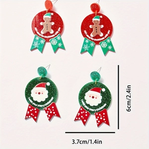 Christmas snowman gingerbread acrylic earrings with glitter base and festive slogans