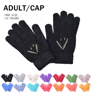 Winter Knitted Full Finger Gloves Smile Face Embroidery Warm Outdoor Cycling For Men Women Soft Soft Elastic Cuff