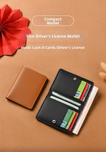 Detail of ultra-slim bifold wallet showing multiple card slots and driver license holder