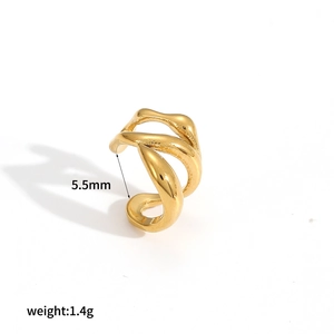 Minimalist gold twisted multilayer stainless steel ear cuff earring 5.5mm weight 1.4g