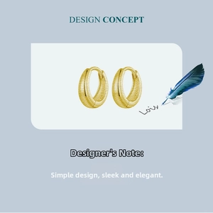 Detail of 18K gold hoop earrings with a matte brushed texture and minimalist design