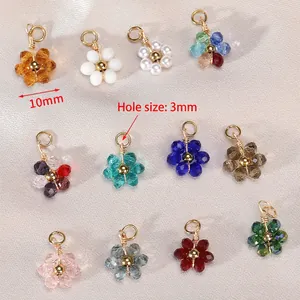 Perline a fiore in cristallo e acciaio inox 10mm per creazione di gioielli fai-da-te