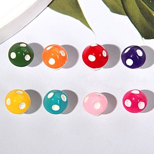 Set of eight colorful 10mm resin mushroom figurines for DIY fairy garden and micro landscapes