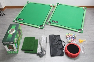 Détails du kit de jeu de golf d'intérieur avec filets de cible, tapis et balles d'entraînement
