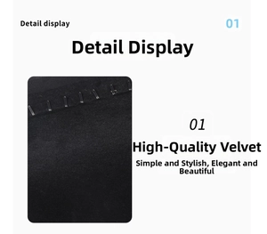 Detail view of premium black velvet surface for jewelry display and storage organizer