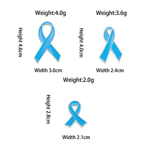 Broches ruban bleu en trois tailles avec bordure argentée pour événements caritatifs