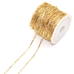14K gold plated long bar and link chain spool for DIY jewelry making accessories