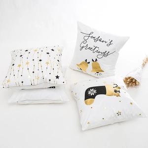 Christmas Cushion Cover Polyester Bronzing Gold Holiday Decoration Modern Minimalist Home Sofa Decor White Pillowcase