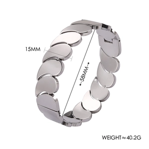 Polished silver stainless steel water drop buckle bracelet for women shown on white background
