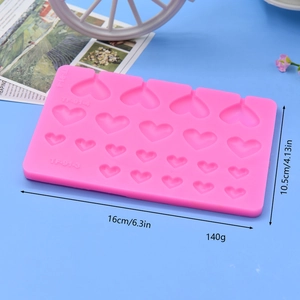 Pink heart-shaped silicone mold with 16 cavities for DIY chocolate and cake decoration