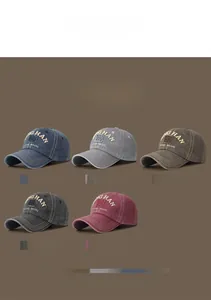 Washed cotton baseball caps set with HAN SPORT WEARS 3D embroidery in five colors