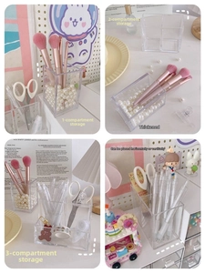 Vue détaillée d'organisateurs en acrylique transparent épais pour bureau et maquillage