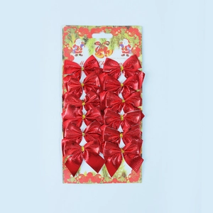 Set of 12 red glitter Christmas bows for festive trees and wreaths decoration