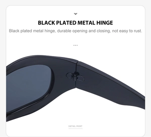 Close-up of durable black electroplated metal hinge on steampunk sports sunglasses
