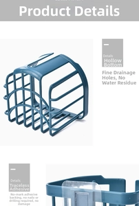 Detail of wall-mounted organizer with hollow drainage holes and adhesive backing