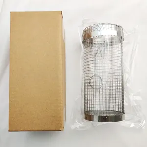 Stainless steel rolling grilling basket for BBQ with a protective brown kraft paper box