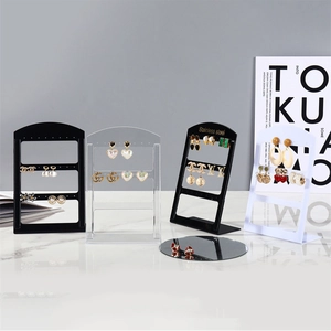 Earring Display Rack Multi Hole Multi Tier L-Shaped Jewelry Organizer Stand For Ear Studs Earrings Plastic Acrylic