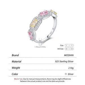 S925 Sterling Silver Ring with colorful sugar cube crystals and shiny finish
