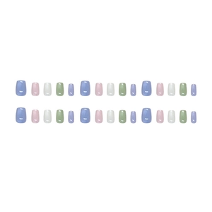 Colorful cat eye macaron press-on nails in short square shape with shimmering finish