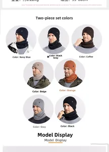 Detailed multi-color grid of men's thermal knit beanies and matching scarf sets