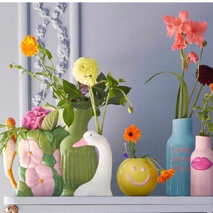 Nordic ceramic animal and swan vases in creative vibrant colors for modern home decor